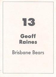 1990 Select AFL Stickers #13 Geoff Raines Back